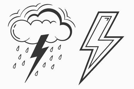 Minimalist Lightning Thunder Sign on white backgroundのイラスト素材
