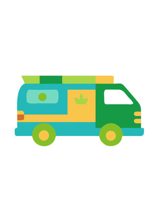 Minimalist Vehicle van on white backgroundのイラスト素材