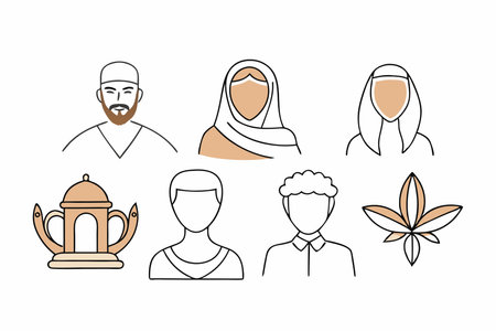 Minimalist Cultural Diversity Icons Set on white backgroundのイラスト素材