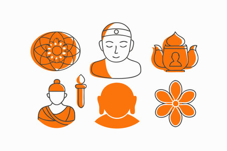 Minimalist Cultural Diversity Icons Set on white backgroundのイラスト素材