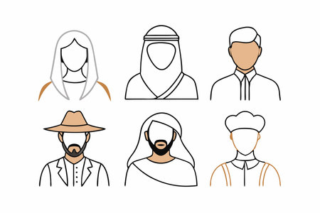 Minimalist Cultural Diversity Icons Set on white backgroundのイラスト素材