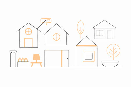 Minimalist Modern home Icons Set on white backgroundのイラスト素材