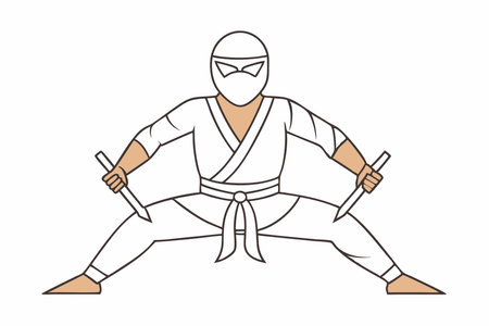 Minimalist Ninja on white backgroundのイラスト素材