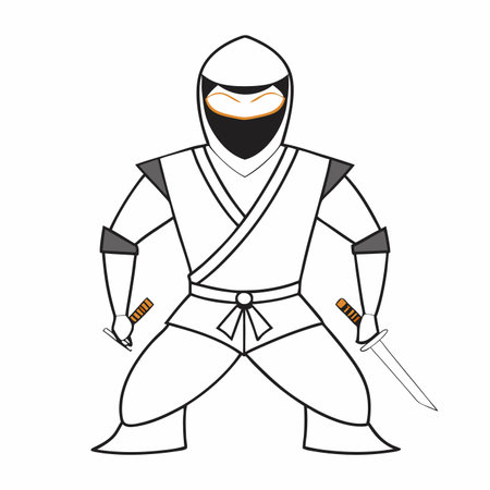 Minimalist Ninja on white backgroundのイラスト素材