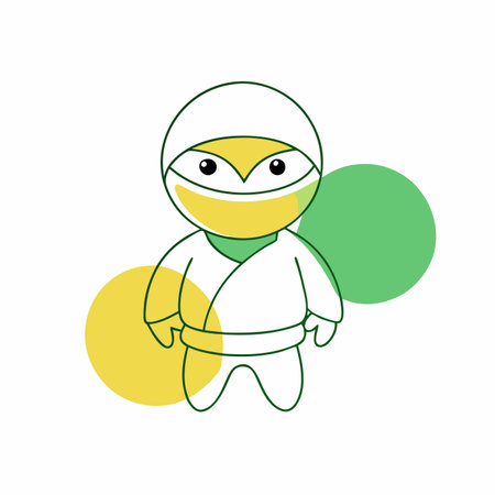Minimalist Ninja on white backgroundのイラスト素材