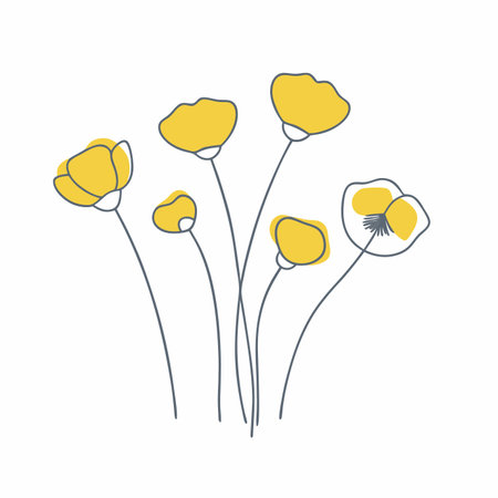 Minimalist pink cosmos flowers on white backgroundのイラスト素材