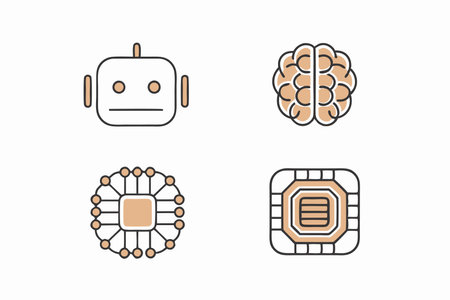 AI Technology Icons set on white backgroundのイラスト素材
