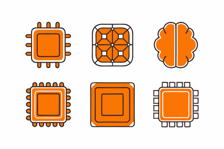 AI Technology Icons set on white backgroundのイラスト素材