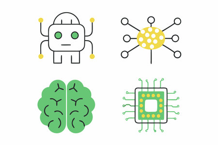 AI Technology Icons set on white background