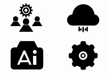 AI Technology Icons set on white backgroundのイラスト素材