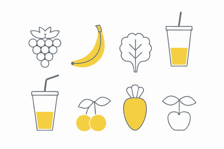 Healthy Smoothie Icons set on white backgroundのイラスト素材