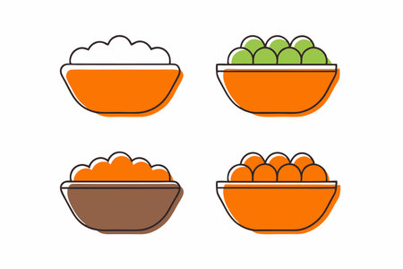 Minimalist Healthy Food Icons Set on white backgroundのイラスト素材