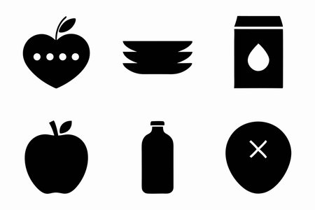 Minimalist Healthy Food Icons Set on white backgroundのイラスト素材