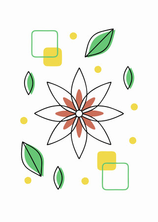 Minimalist Poinsettia flower on white backgroundのイラスト素材