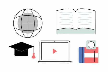 Online Education Icons set on white backgroundのイラスト素材