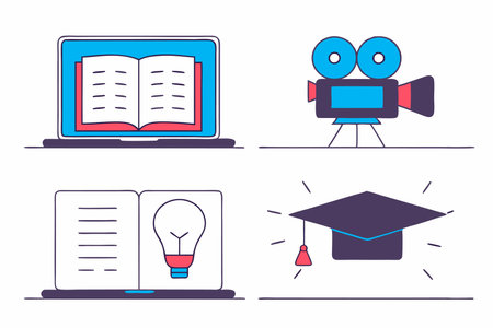 Online Education Icons set on white backgroundのイラスト素材