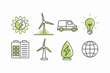 Renewable Energy Icons set on white backgroundのイラスト素材