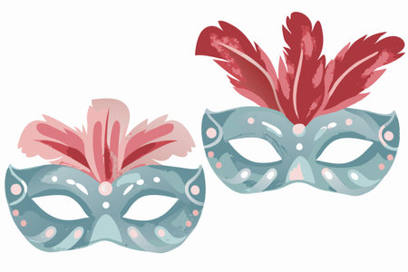 Watercolor carnival mask on white backgroundのイラスト素材
