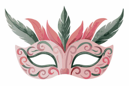 Watercolor carnival mask on white backgroundのイラスト素材