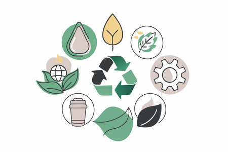 Minimalist eco icons set on white background