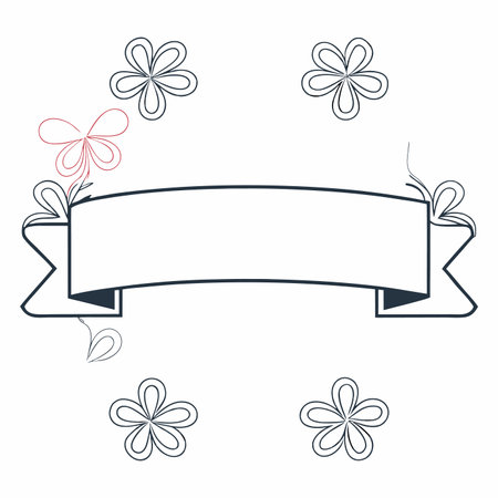 Ribbon with butterflies on white backgroundのイラスト素材