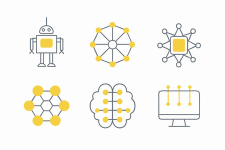 AI Technology Icons set on white backgroundのイラスト素材
