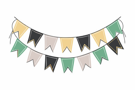 Watercolor garland of flags on white backgroundのイラスト素材