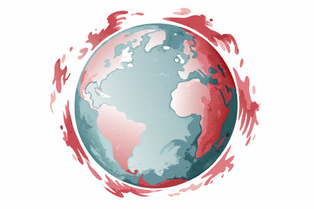 Watercolor planet earth on white backgroundのイラスト素材