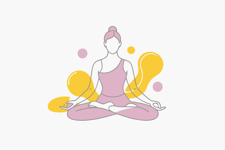 Yoga Pose Illustration on white backgroundのイラスト素材