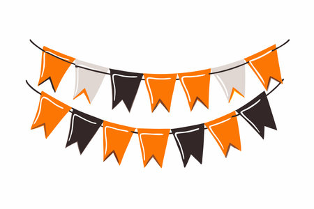 Watercolor garland of flags on white backgroundのイラスト素材