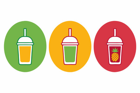 Healthy Smoothie Icons set on white backgroundのイラスト素材