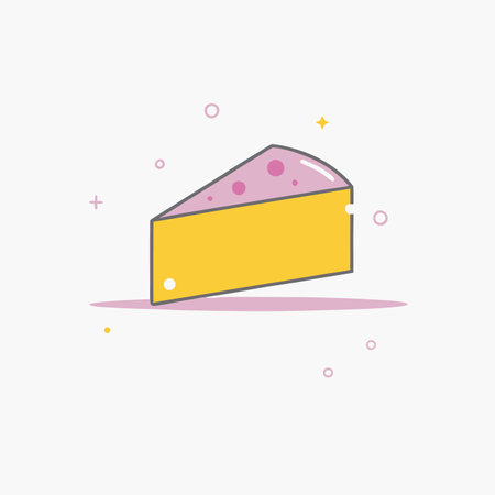Minimalist Cheese Cartoon Icon on white background