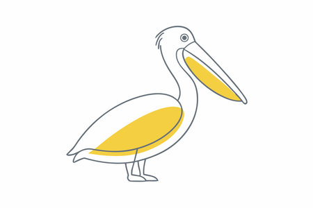 Minimalist pelican on white backgroundのイラスト素材