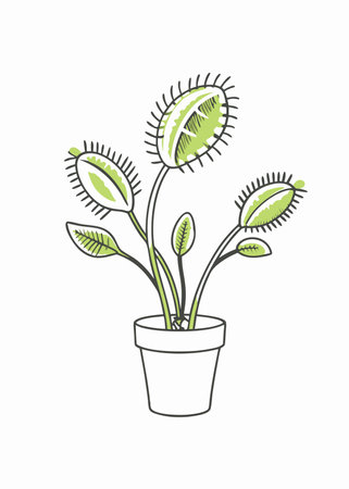 Minimalist Venus flytrap on white backgroundのイラスト素材