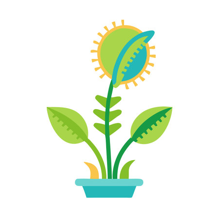 Minimalist Venus flytrap on white backgroundのイラスト素材