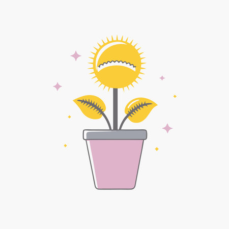 Minimalist Venus flytrap on white backgroundのイラスト素材