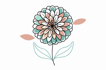 Minimalist Zinnia flower on white backgroundのイラスト素材