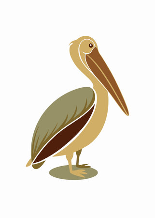Minimalist pelican on white backgroundのイラスト素材