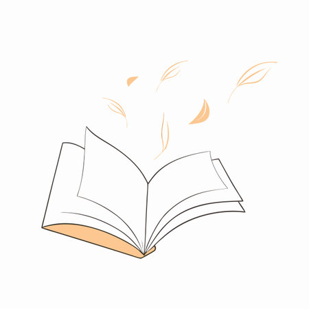 Minimalist Covered opened book with pages fluttering on white backgroundのイラスト素材