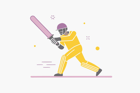 Minimalist Cricket Player Bat Swing on white backgroundのイラスト素材