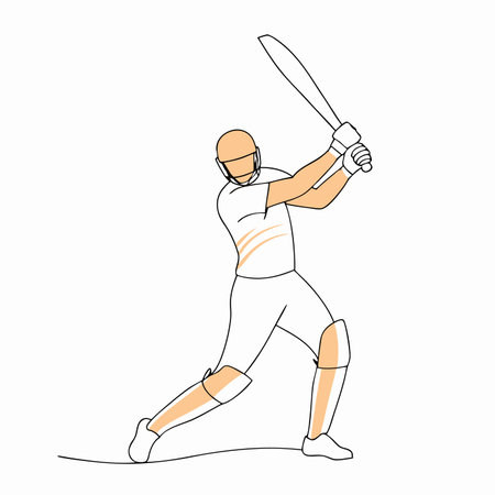 Minimalist Cricket Player Bat Swing on white backgroundのイラスト素材