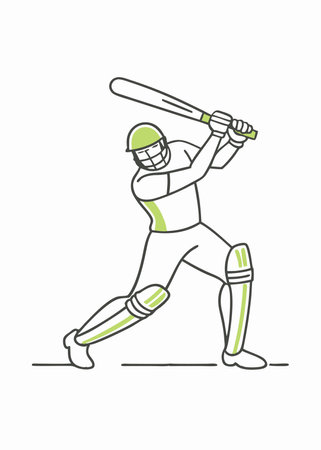 Minimalist Cricket Player Bat Swing on white backgroundのイラスト素材