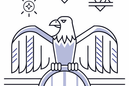 Minimalist eagle on white backgroundのイラスト素材