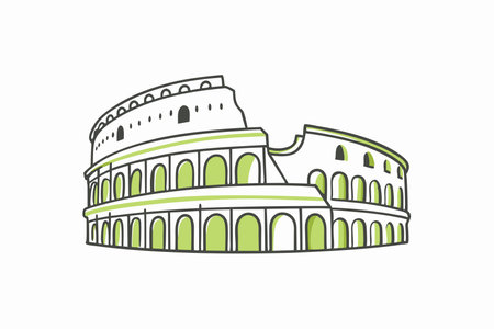Minimalist Ancient Roman amphitheater on white backgroundのイラスト素材