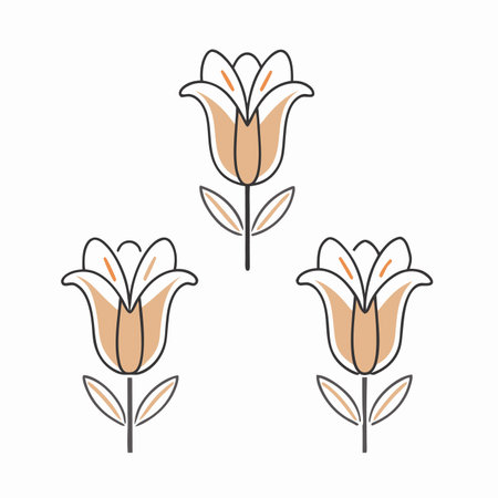 Minimalist Easter lilies on white backgroundのイラスト素材