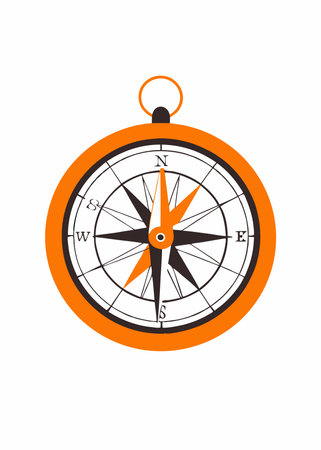 Minimalist Nautical compass on white backgroundのイラスト素材