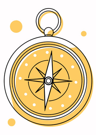 Minimalist Nautical compass on white backgroundのイラスト素材