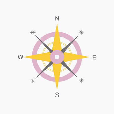 Minimalist Nautical compass on white backgroundのイラスト素材