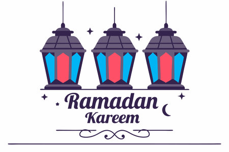 Arabic lamps Ramadan Kareem greeting cardのイラスト素材