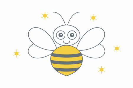 Cute bee illustration on white backgroundのイラスト素材